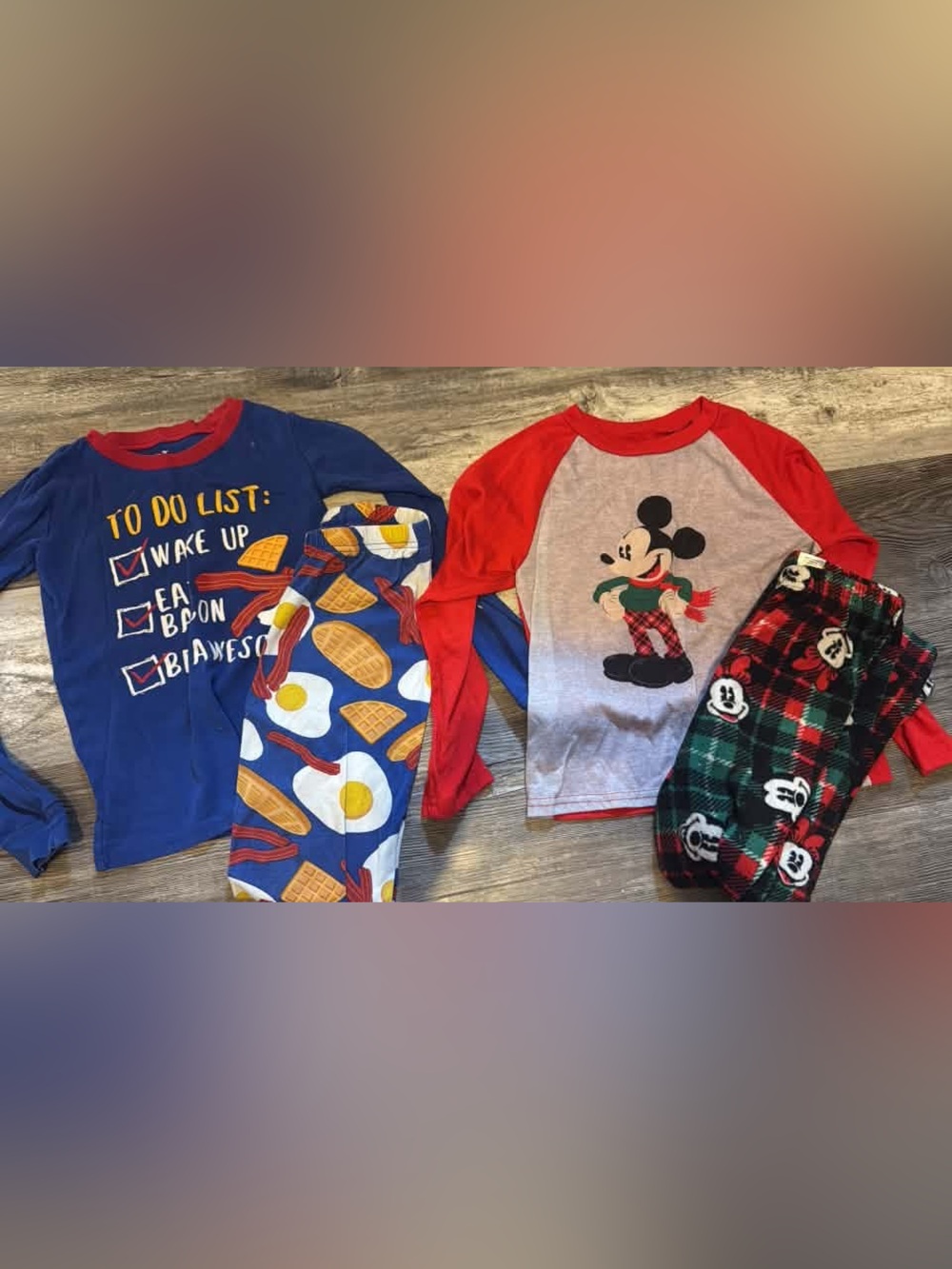 Disney Kids Pajama Set in Blue, Red, Yellow and Gray